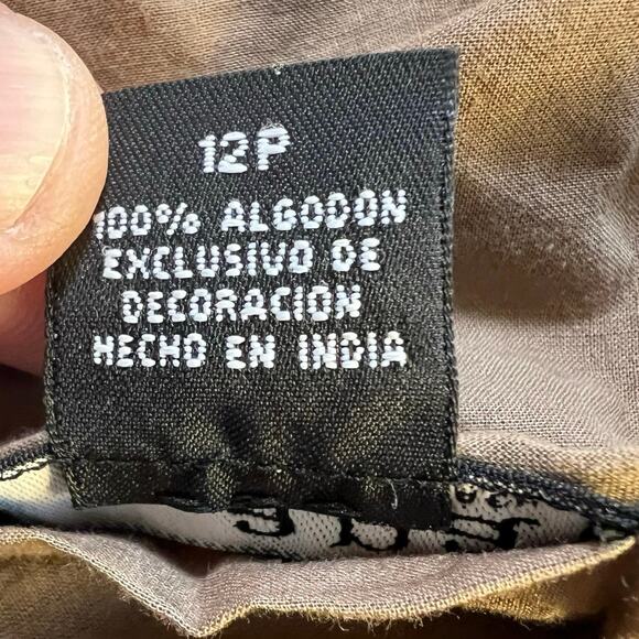 a.n.a Floral Embroidered Khaki Full Midi Cotton Skirt Size 12P - Picture 5 of 9